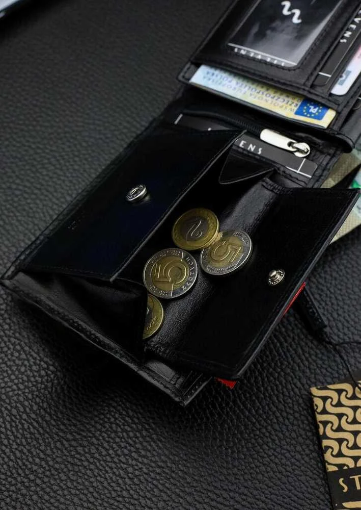 Vyriška natūralios odos piniginė Stevens Z07-8888-R, RFID apsauga