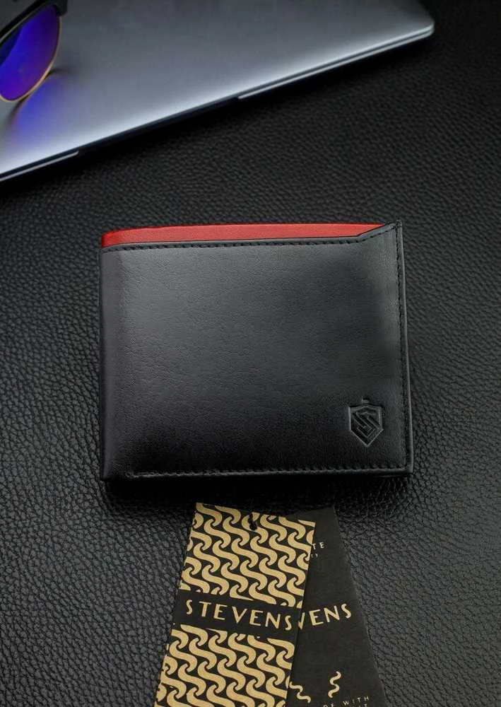 Vyriška natūralios odos piniginė Stevens Z06-325-R, RFID apsauga