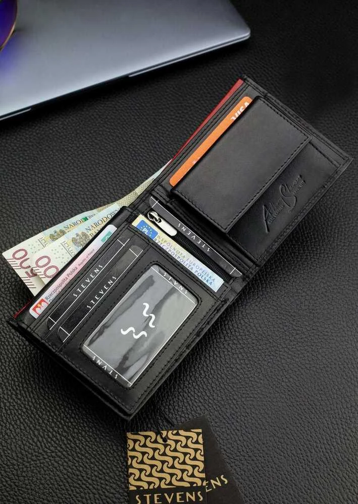 Vyriška natūralios odos piniginė Stevens Z06-8888-R, RFID apsauga