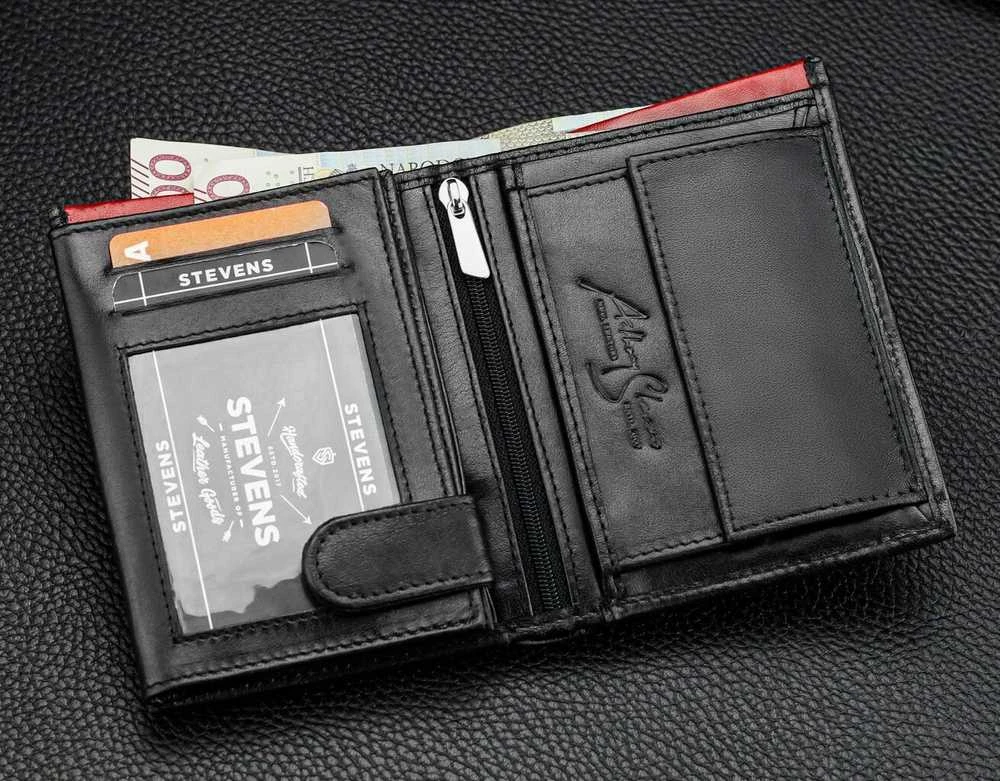 Vyriška natūralios odos piniginė Stevens Z06-326-R, RFID apsauga