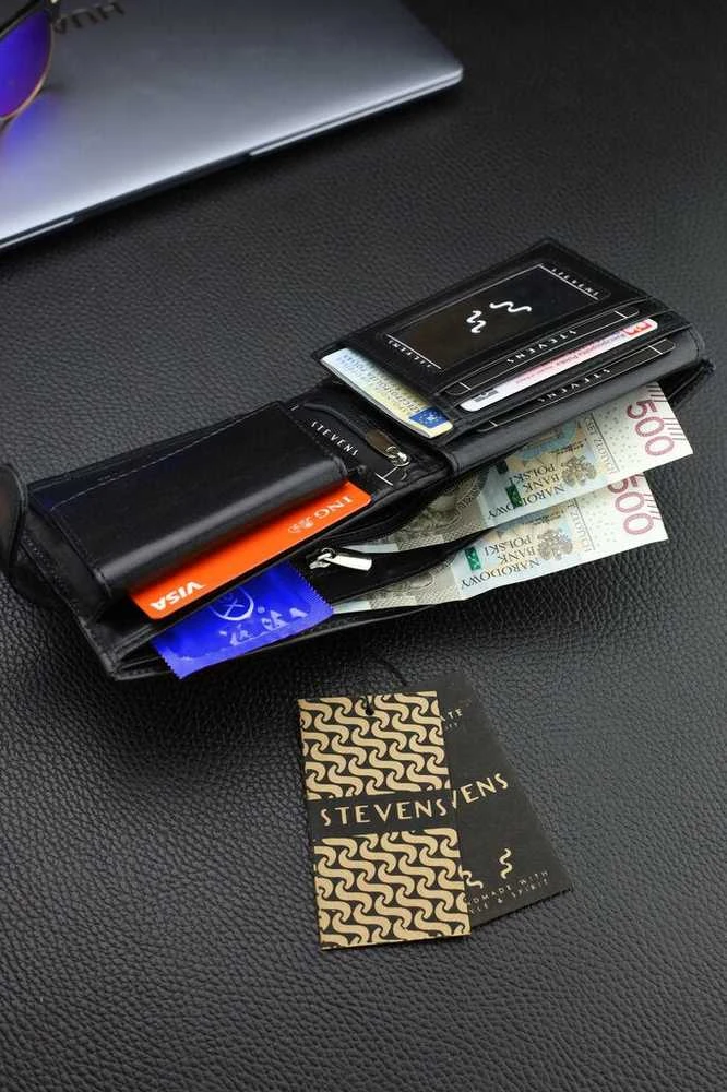 Vyriška natūralios odos piniginė Stevens Z07-8888A-R, RFID apsauga