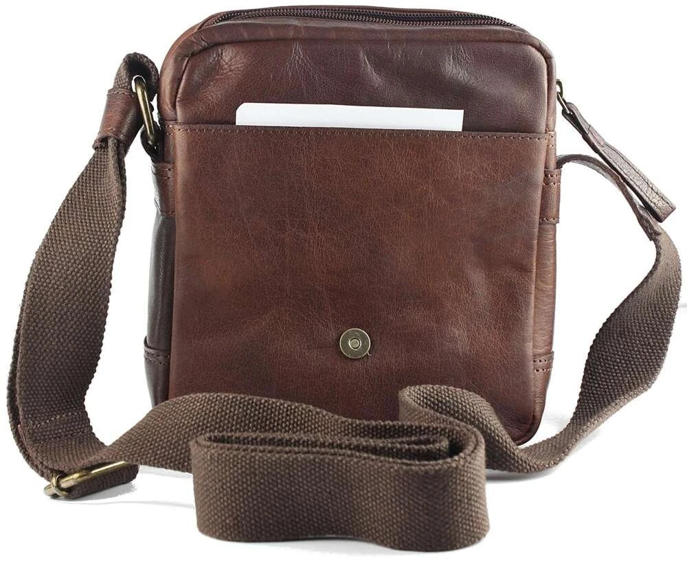 Vyriška odinė crossbody piniginė EL FORREST MB11-22, ruda, su auksinės spalvos detalėmis