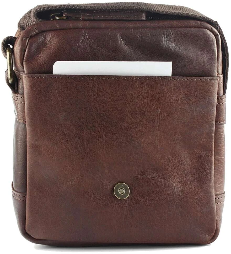 Vyriška odinė crossbody piniginė EL FORREST MB11-22, ruda, su auksinės spalvos detalėmis