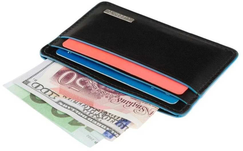 Vyriška odinė kortelių piniginė, Visconti Trento ALP90, juoda, su RFID apsauga