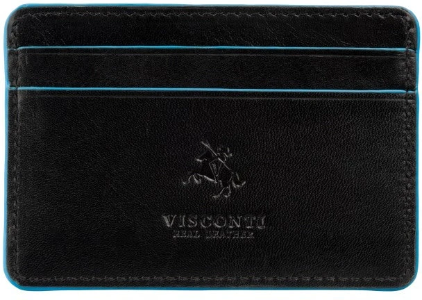 Vyriška odinė kortelių piniginė, Visconti Trento ALP90, juoda, su RFID apsauga
