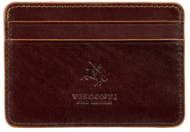 Vyriška odinė kortelių piniginė, Visconti Trento ALP90, ruda, su RFID apsauga