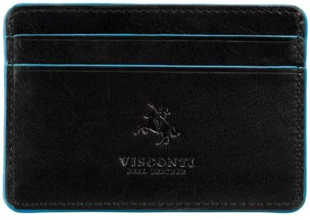 Vyriška odinė kortelių piniginė, Visconti Trento ALP90, juoda, su RFID apsauga