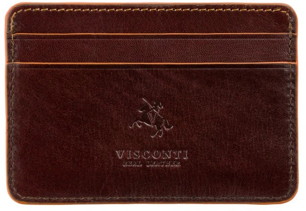 Vyriška odinė kortelių piniginė, Visconti Trento ALP90, ruda, su RFID apsauga