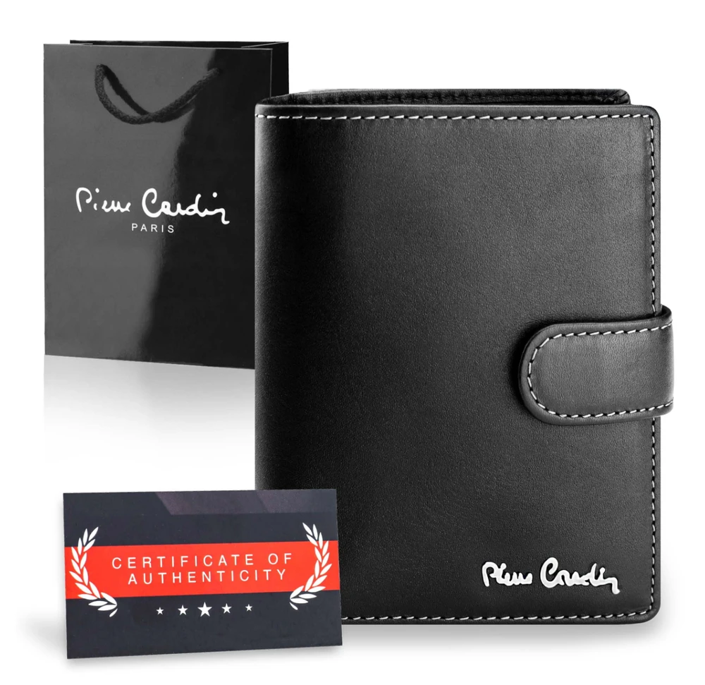Vyriška odinė piniginė Pierre Cardin, juoda, RFID apsauga A623406