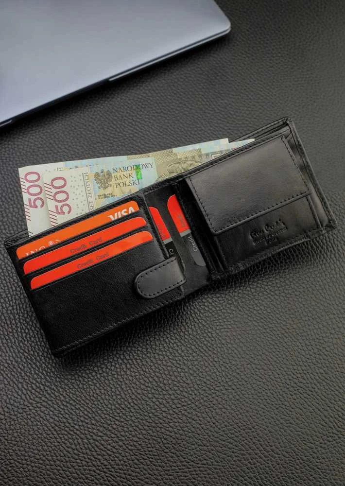 Vyriška odinė piniginė Pierre Cardin, juoda, RFID apsauga 323706