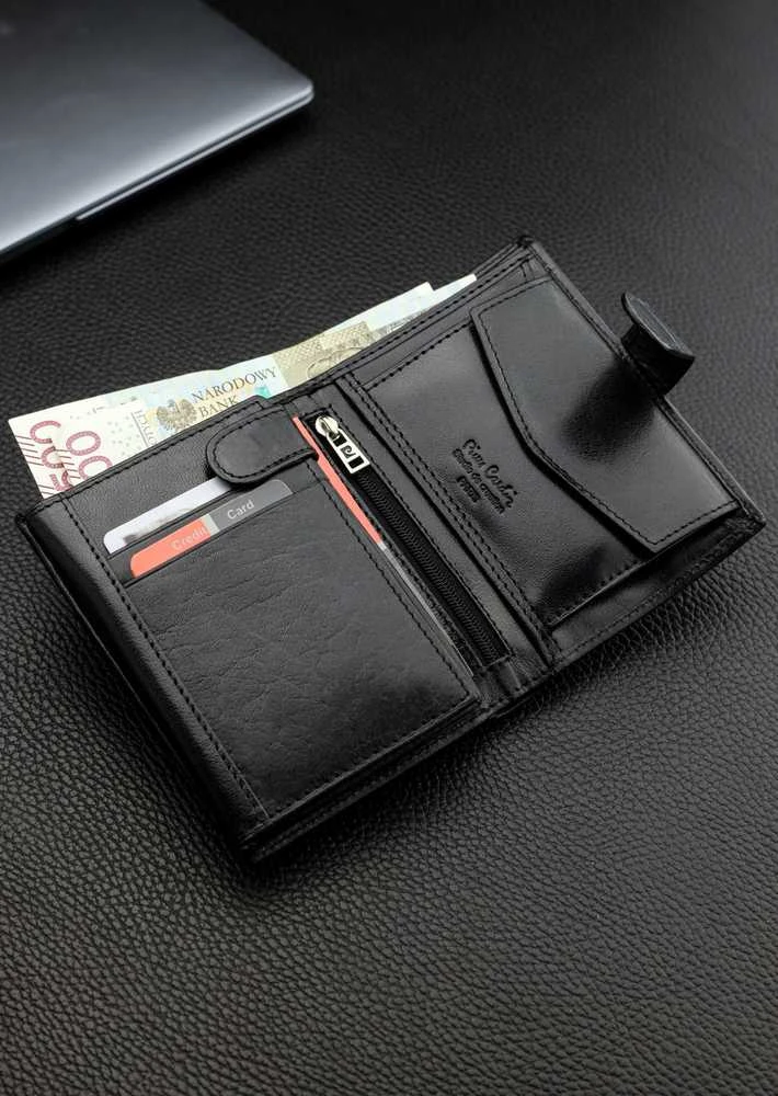 Vyriška odinė piniginė Pierre Cardin, juoda, RFID apsauga A623406
