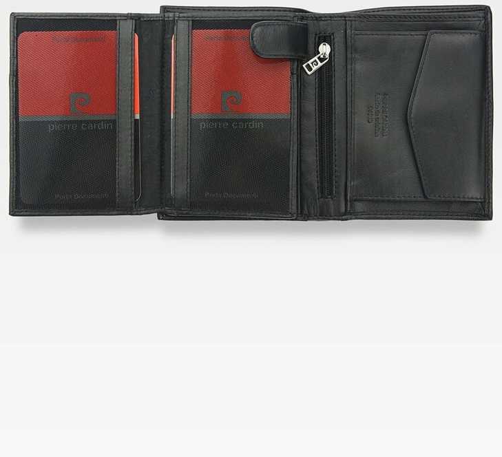 Vyriška odinė piniginė Pierre Cardin Tilak58 326 su RFID apsauga, juodos spalvos