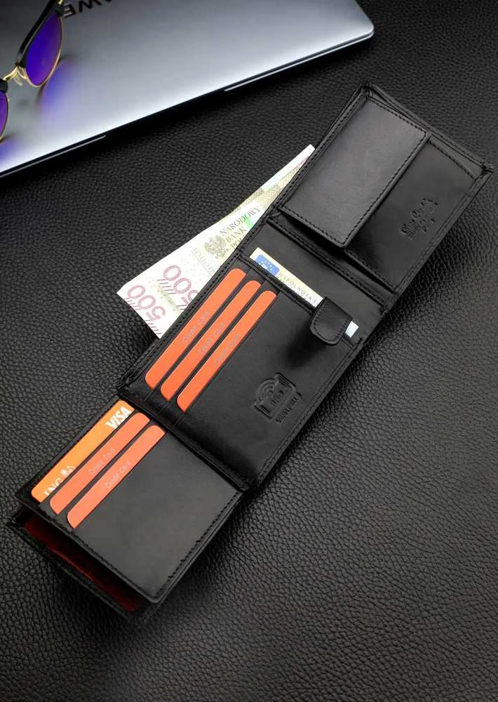Vyriška odinė piniginė Pierre Cardin YS607, juoda, su RFID apsauga