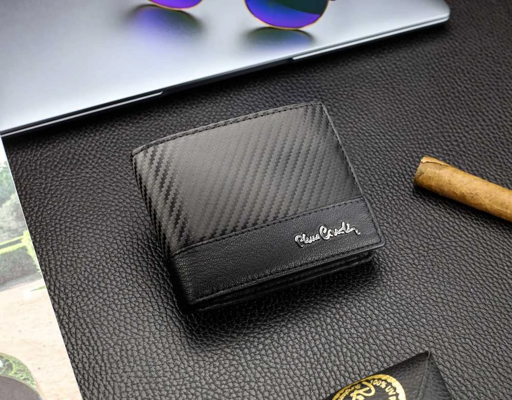 Vyriška odinė piniginė Pierre Cardin YS607, juoda, su RFID apsauga