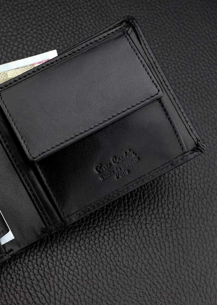 Vyriška odinė piniginė Pierre Cardin YS607, juoda, su RFID apsauga