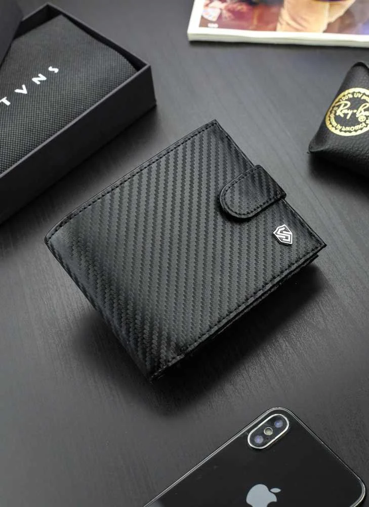 Vyriška odinė piniginė Stevens 325A Carbon, juoda