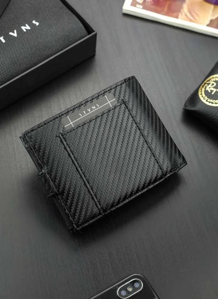 Vyriška odinė piniginė Stevens 325A Carbon, juoda