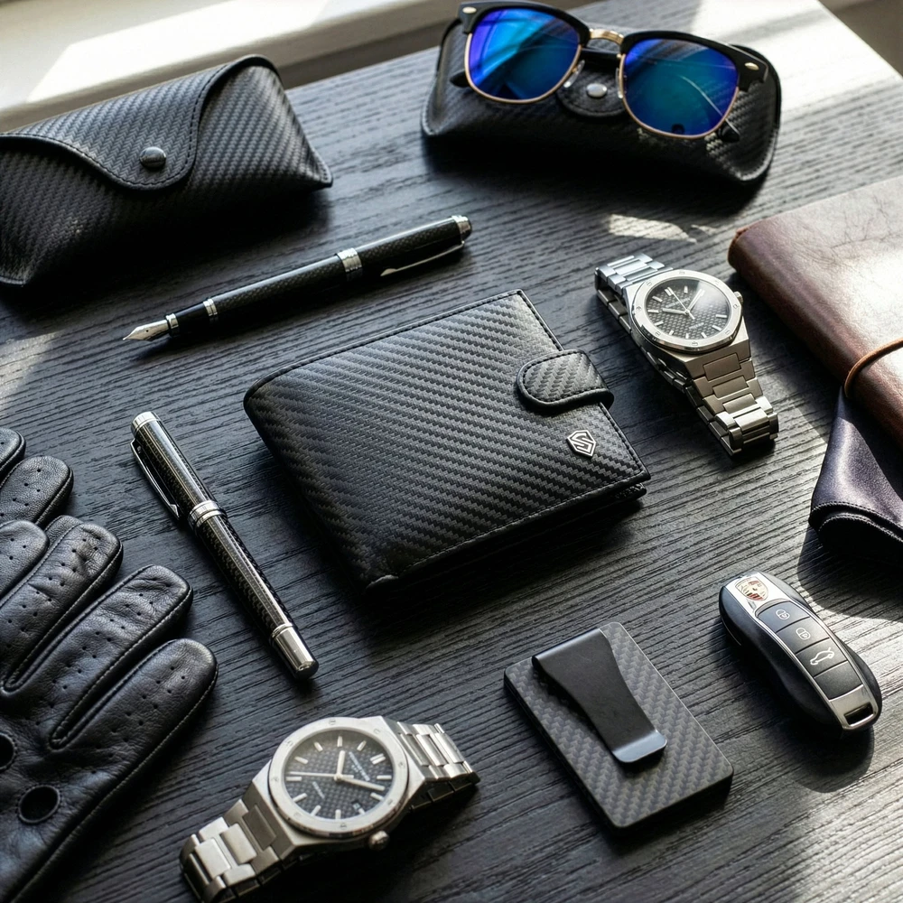 Vyriška odinė piniginė Stevens 325A Carbon, juoda