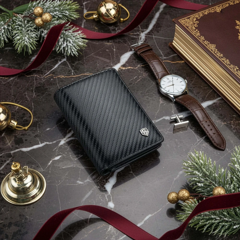 Vyriška odinė piniginė Stevens 326 Carbon, juoda