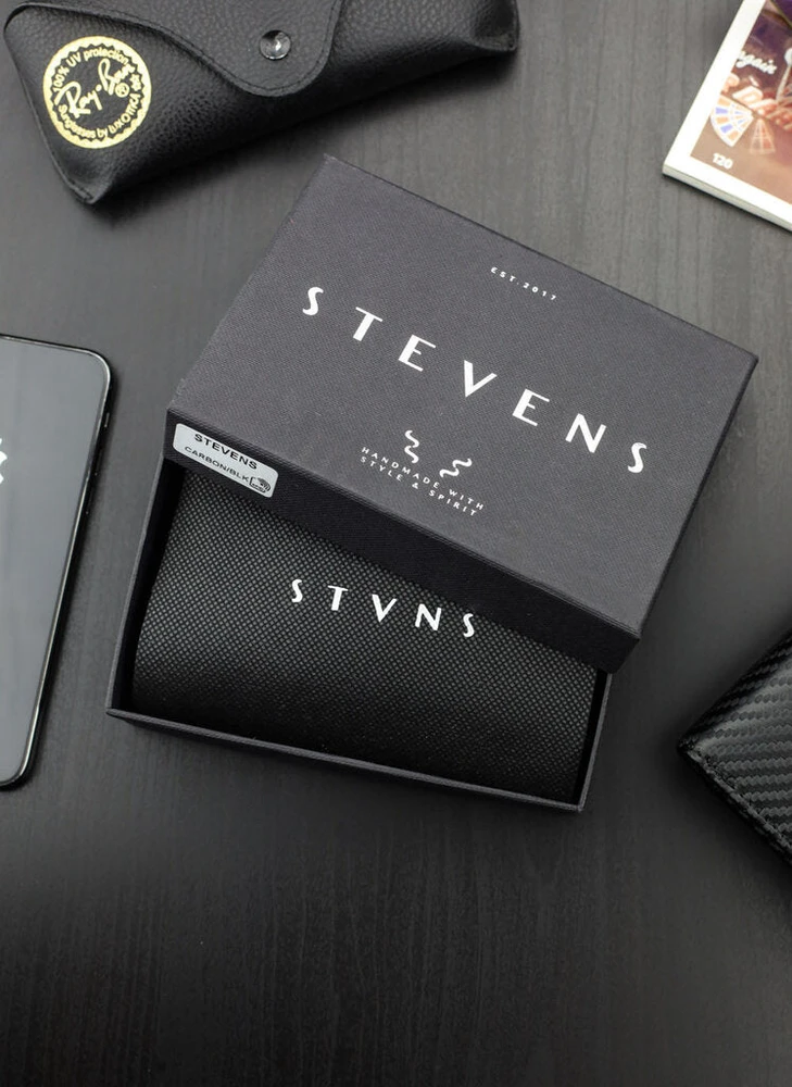 Vyriška odinė piniginė Stevens Carbon, juoda