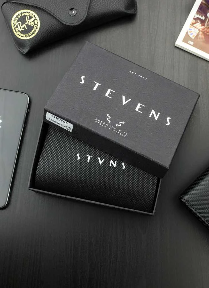 Vyriška odinė piniginė Stevens Carbon, juoda
