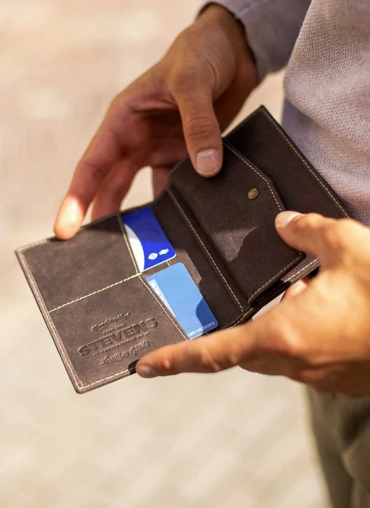 Vyriška odinė piniginė Stevens RFID su apsauga Plona SLIM