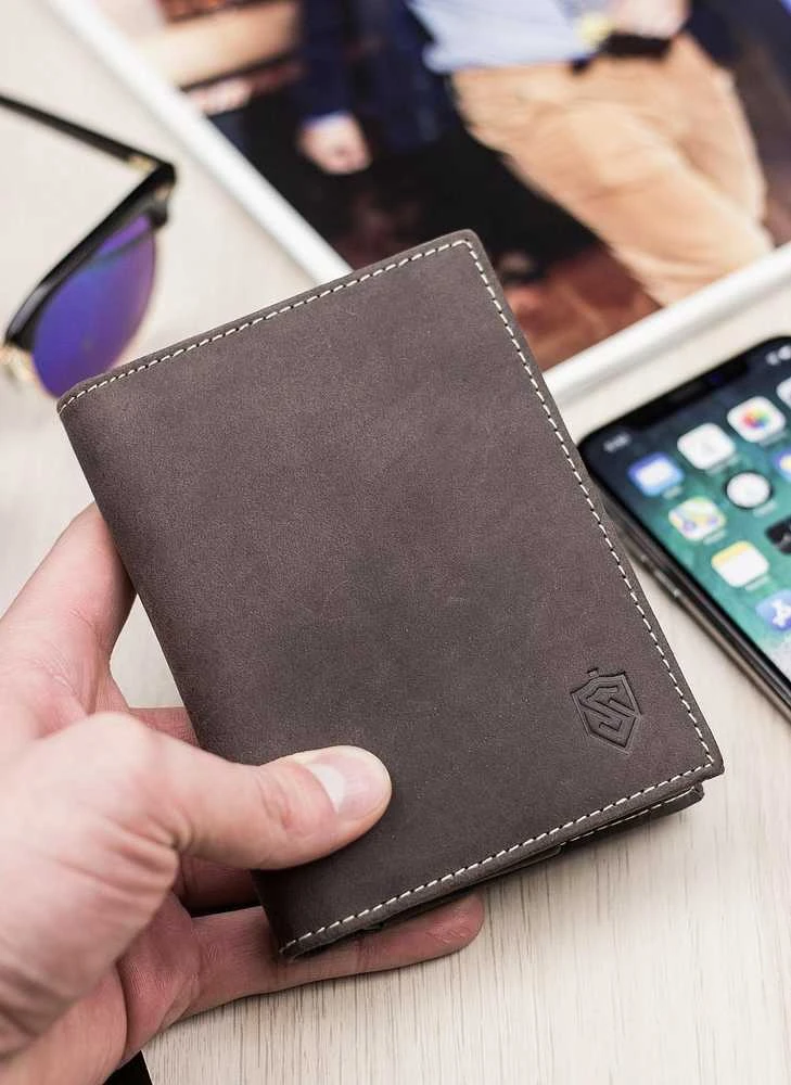 Vyriška odinė piniginė Stevens RFID su apsauga Plona SLIM