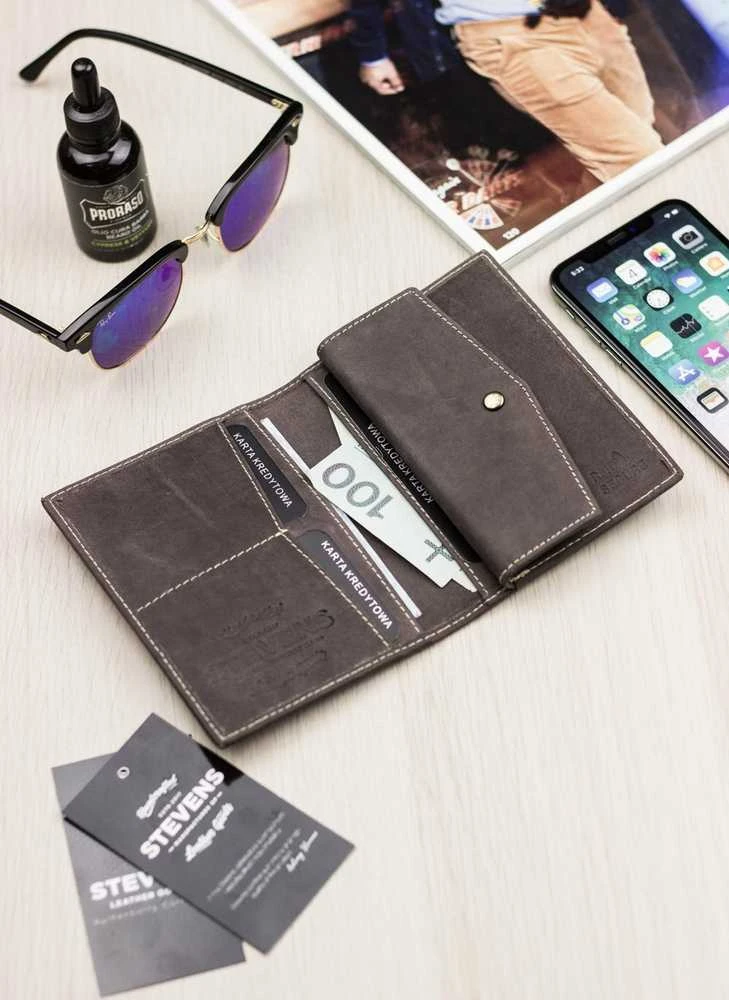 Vyriška odinė piniginė Stevens RFID su apsauga Plona SLIM
