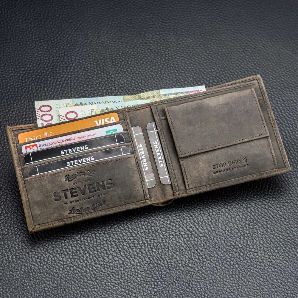 Vyriška odinė piniginė Stevens Slim, juoda CB-8824-R