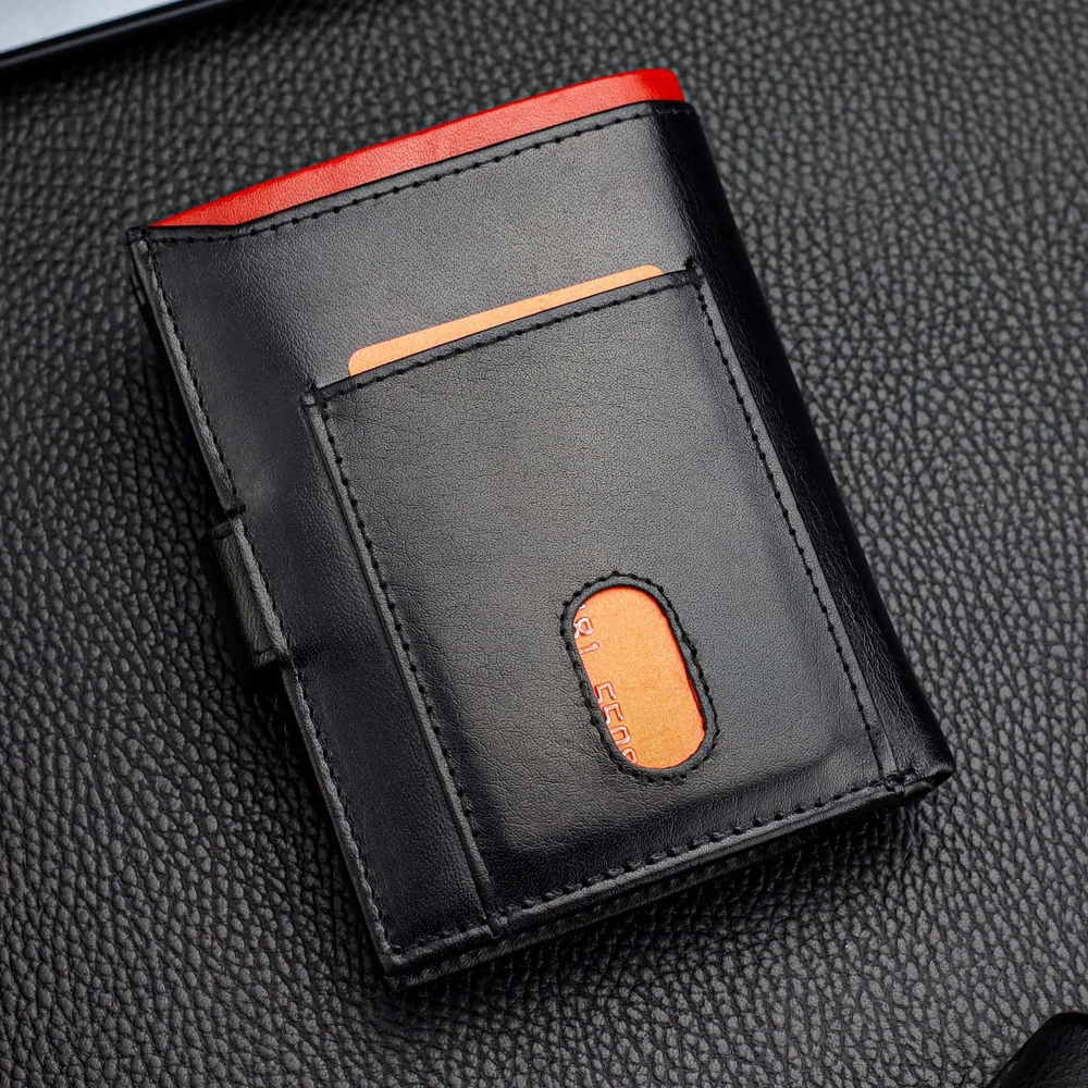 Vyriška odinė piniginė STEVENS su maišeliu, juoda, su RFID apsauga Z06-326A