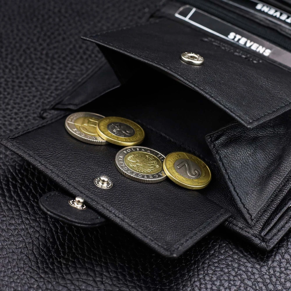 Vyriška odinė piniginė STEVENS su maišeliu, su RFID apsauga 326A