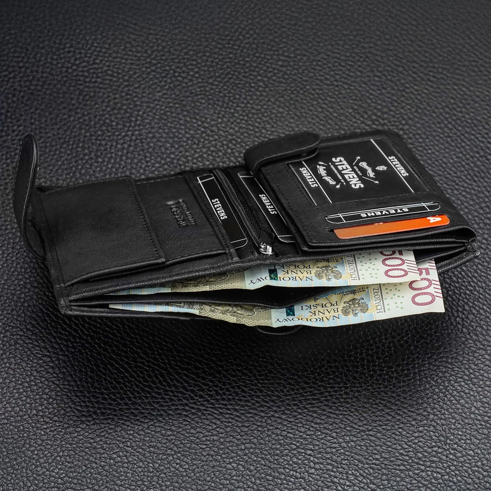 Vyriška odinė piniginė STEVENS su maišeliu, su RFID apsauga 326A