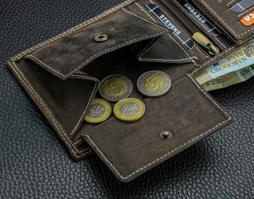 Vyriška odinė piniginė Stevens su RFID apsauga rudos spalvos