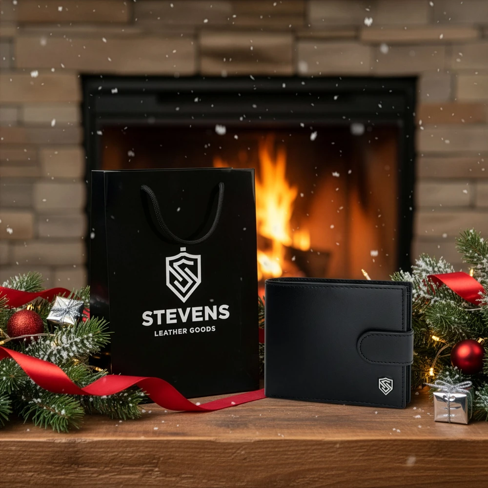 Vyriška odinė piniginė Stevens su RFID apsauga, juoda PREMIUM 03-325A