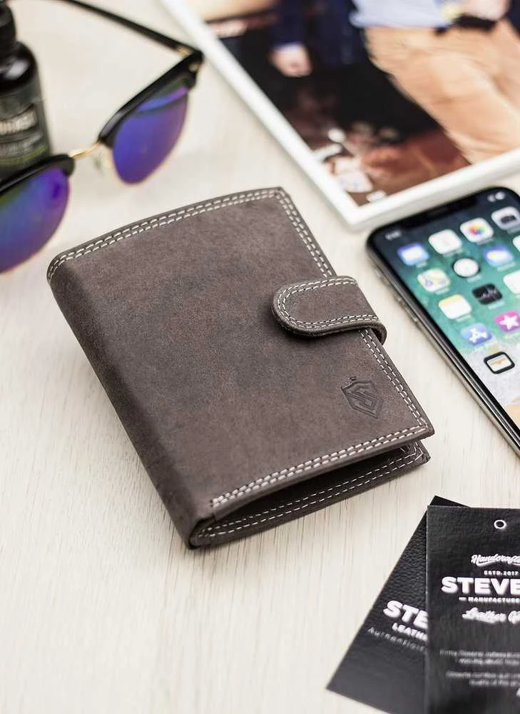 Vyriška odinė piniginė Stevens su RFID apsauga, rudos spalvos
