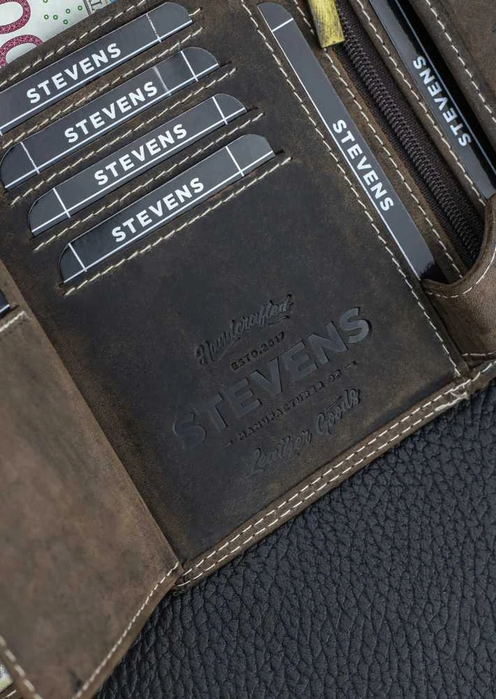 Vyriška odinė piniginė Stevens su RFID apsauga rudos spalvos