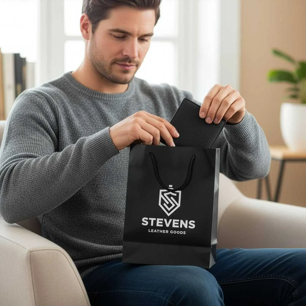 Vyriška odinė piniginė Stevens su RFID apsauga, juoda PREMIUM 07-325A