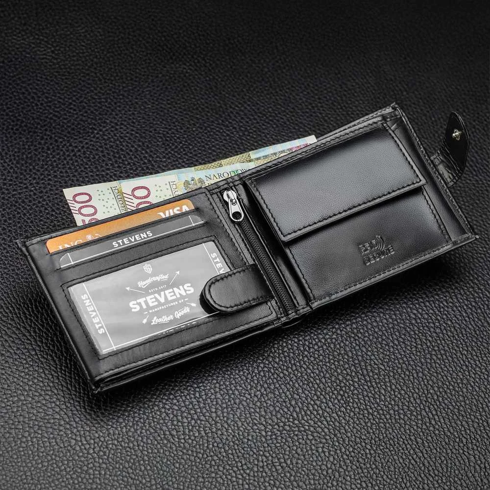 Vyriška odinė piniginė Stevens su RFID apsauga, juoda PREMIUM 03-325A