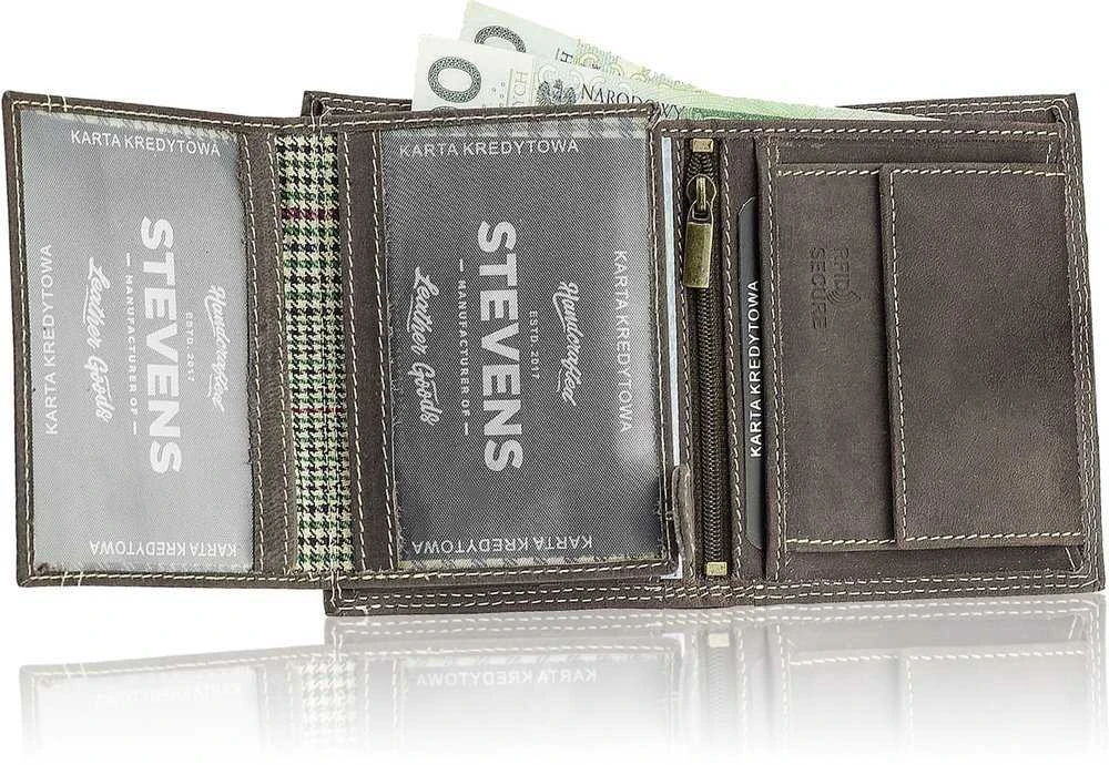 Vyriška odinė piniginė Stevens su RFID apsauga rudos spalvos