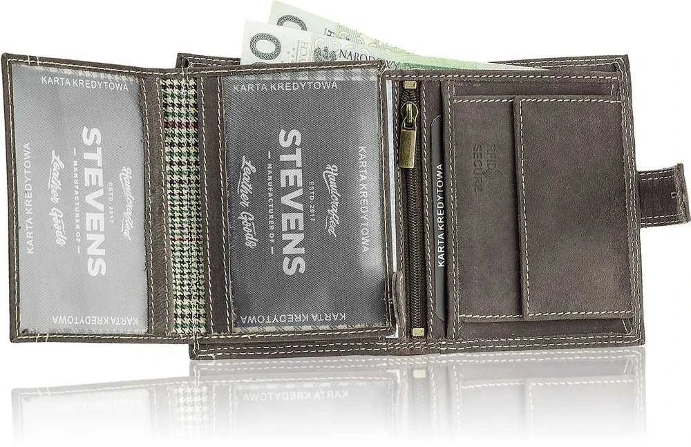 Vyriška odinė piniginė Stevens su RFID apsauga, rudos spalvos