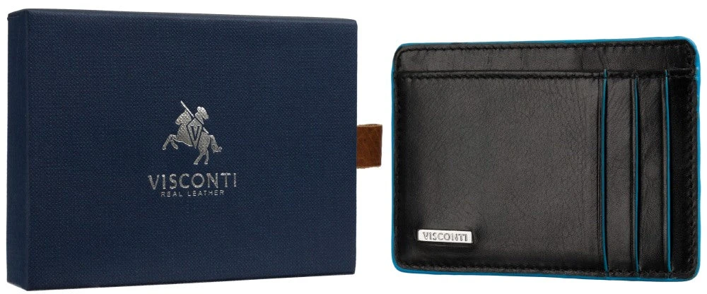 Vyriška odinė piniginė, Visconti Monaco ALP91, juoda, su RFID apsauga