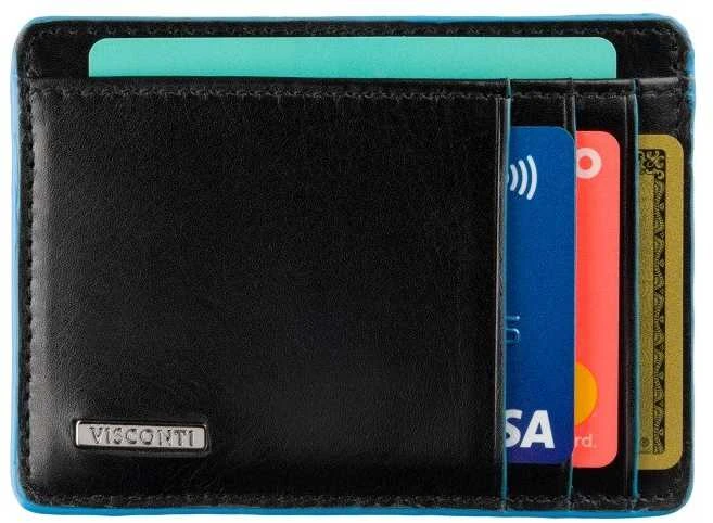 Vyriška odinė piniginė, Visconti Monaco ALP91, juoda, su RFID apsauga