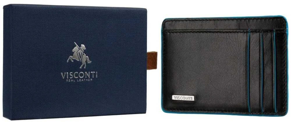Vyriška odinė piniginė, Visconti Monaco ALP91, juoda, su RFID apsauga