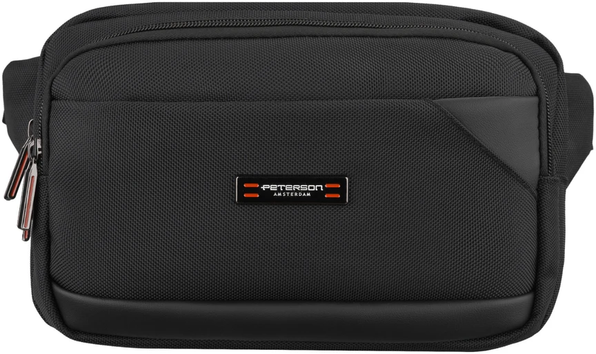 Vyriška „Peterson“ lengva juoda crossbody rankinė per petį su užtrauktuku, iš tekstilės