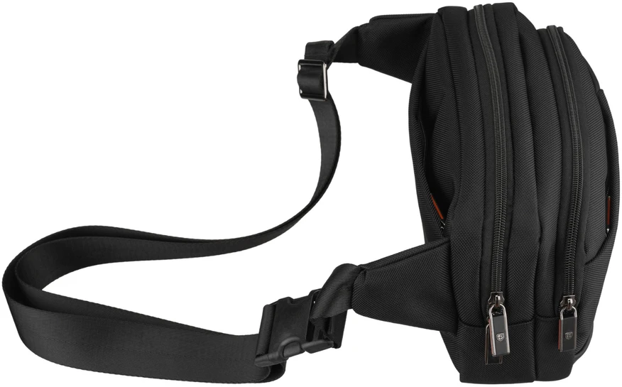 Vyriška „Peterson“ lengva juoda crossbody rankinė per petį su užtrauktuku, iš tekstilės