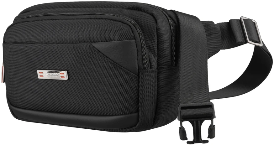 Vyriška „Peterson“ lengva juoda crossbody rankinė per petį su užtrauktuku, iš tekstilės