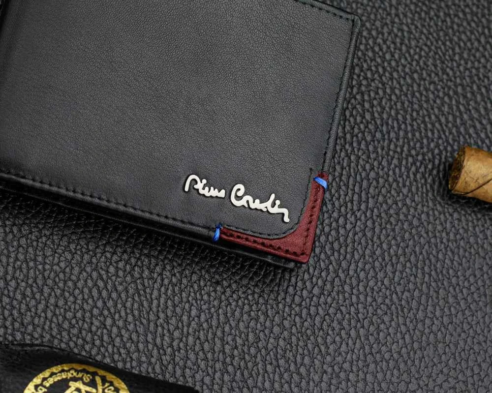Vyriška piniginė Pierre Cardin, juoda-raudona, natūrali oda, RFID apsauga 75TILAK