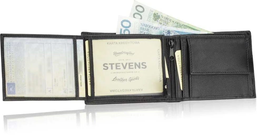 Vyriška piniginė Stevens su grandine, juoda