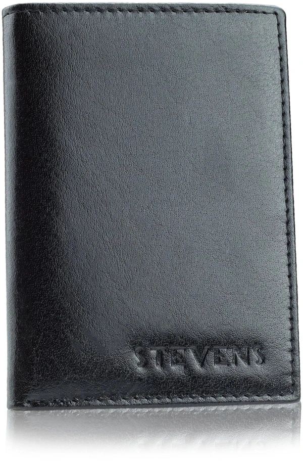 Vyriška plona odinė dokumentų ir kortelių piniginė STEVENS, juoda, RFID D40042