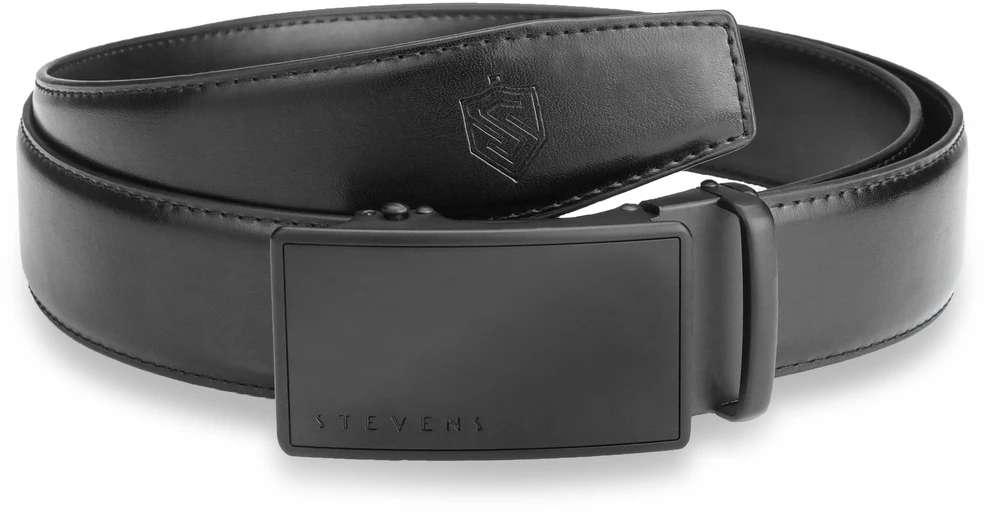 Vyriškas diržas Stevens, juodas, natūrali oda, automatinė sagtis 2502